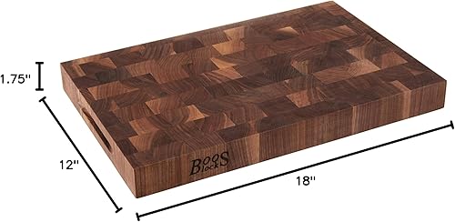 Miniatura 10 de John Boos Walnut Blo WAL-CCB1812-175 Classic Collection Taco de madera con extremo de grano, 18 "x 12" x 1,75 "