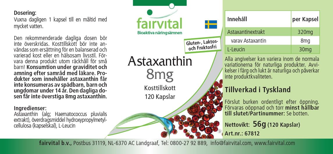 Astaxantina 45mg al giorno - per 2 mesi - alte dosi- 120 capsule - microincapsulato in AstaPure® beadlets
