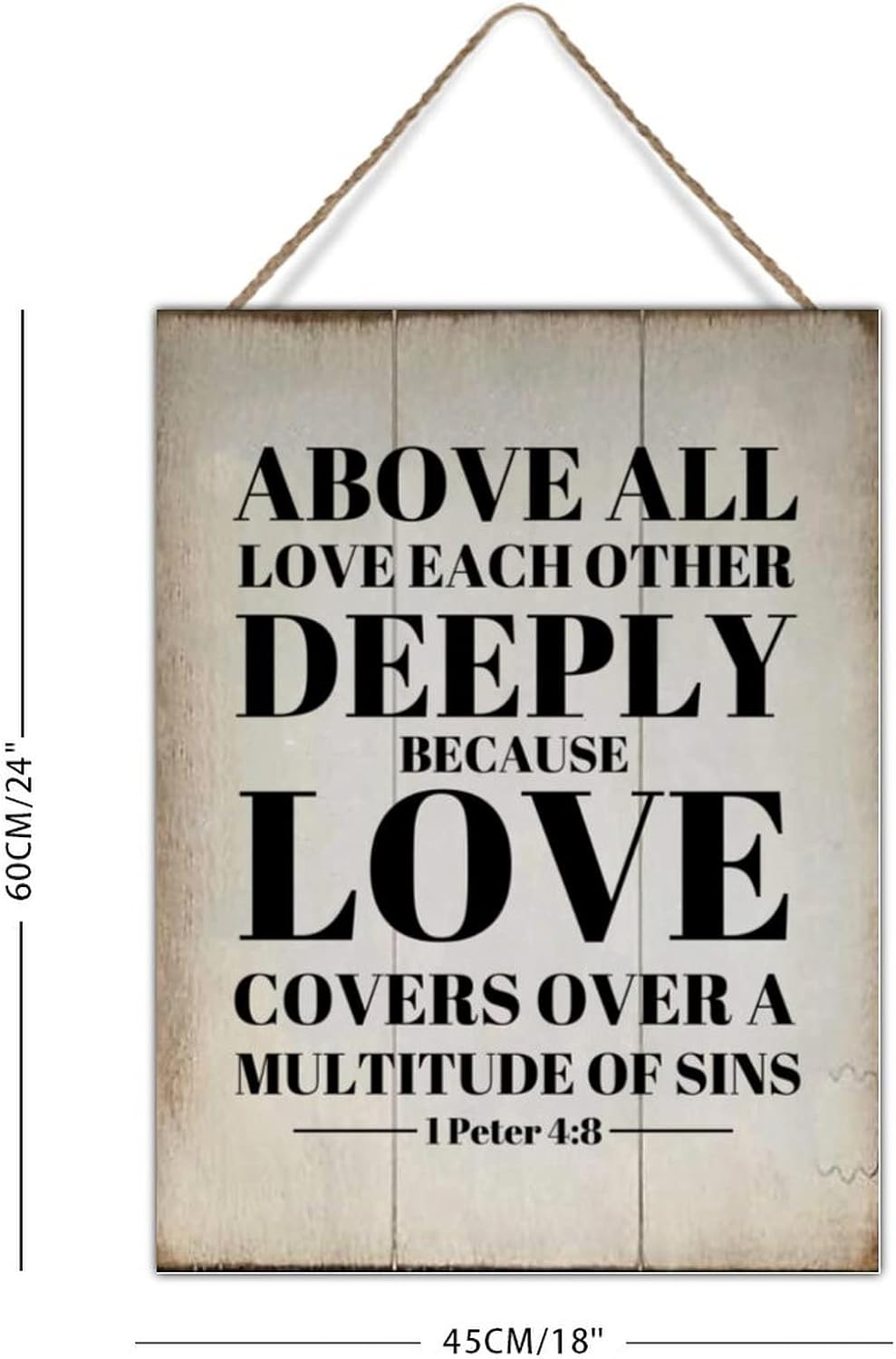 Wall Art Decor Sign Love Covers Over A Multitude of Sins Sign Religious Jesus Motivational Quote Home Decor Signs Rustic Wood Sign for Living Room Bedroom 18x24in