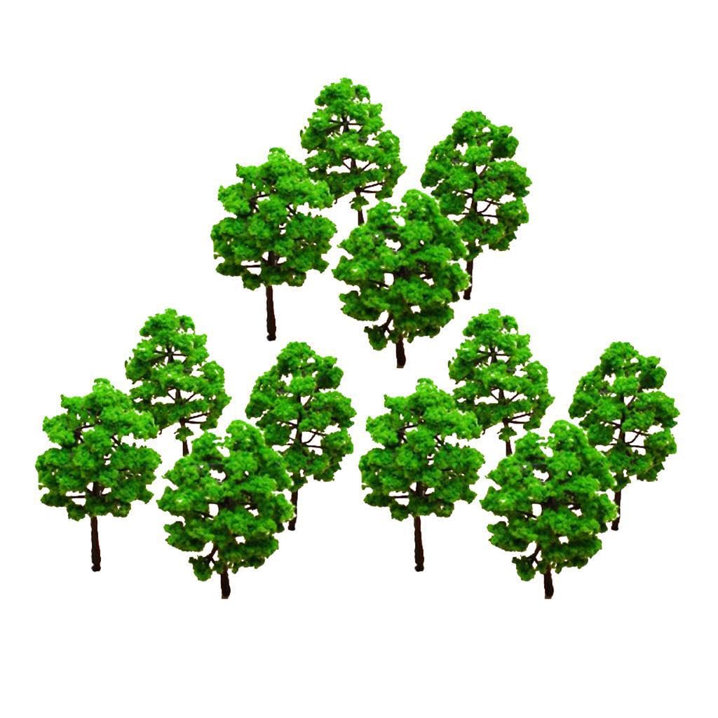 AMSLSIU Bright Green Model Train Trees Pack of 10 Elevate Scenic Layout Diorama with Stunning Realism Near Model Tracks for Sceneray Layout Diorama Approx