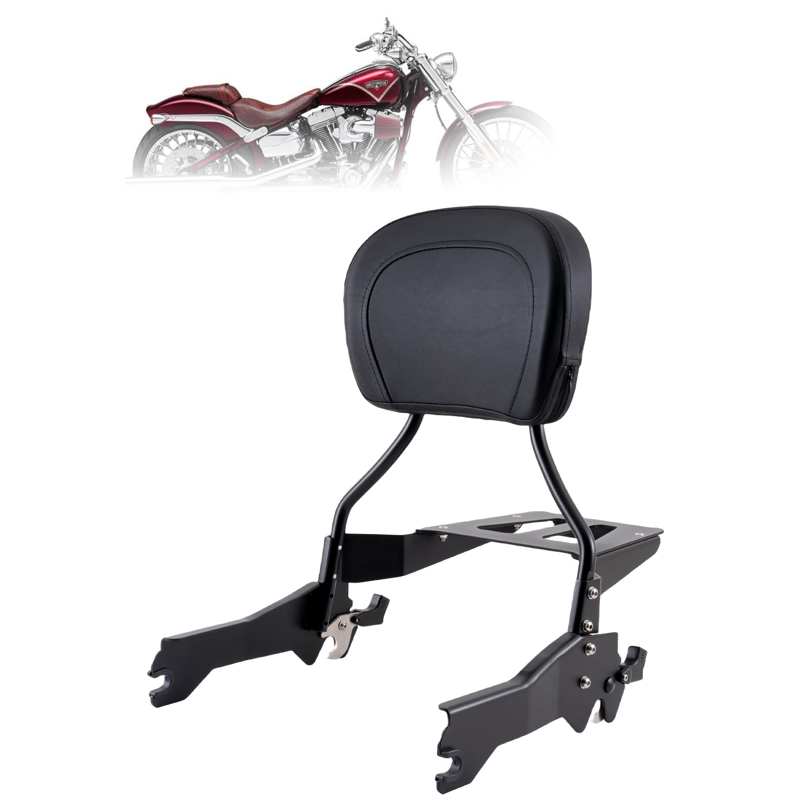 Kinglemc Holdfast Sissy Bar Passenger Backrest for Harley Davidson Breakout Fat Boy 114 FLFB FLFBS FXBR FXBRS 2018 and later Models (Matte Black)