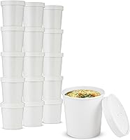 Vista 9 de MT Products Vasos de sopa de papel blanco con tapas de papel ventiladas de 8 onzas – 20 tazas y 20 tapas – Vasos desechables para helado o cuencos