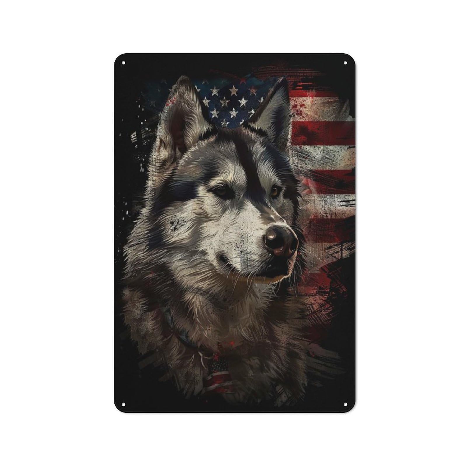 Junmoney Style-6 Vintage Tin Sign 30X20cm With Alaskan Malamute America For Hallway Wall, For Home Interiors, Feature Walls And Decorative Displays