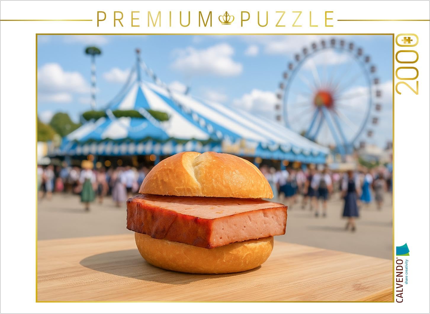 Puzzle · Volksfest in Bayern mit Leberkässemmel und Bier