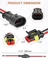Vista 3 de NAOEVO Conector de 2 pines impermeable, conectores de 2 cables calibre 16 AWG, conectores eléctricos automotrices macho y hembra Way con tubo