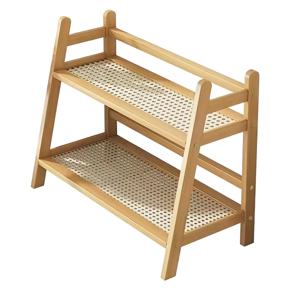Fegtrtyoa Log Color Double Layer Desktop Organizer Shelf 2 Tiers Space-Saving For Office Kitchen Cup Holder Storage Rack