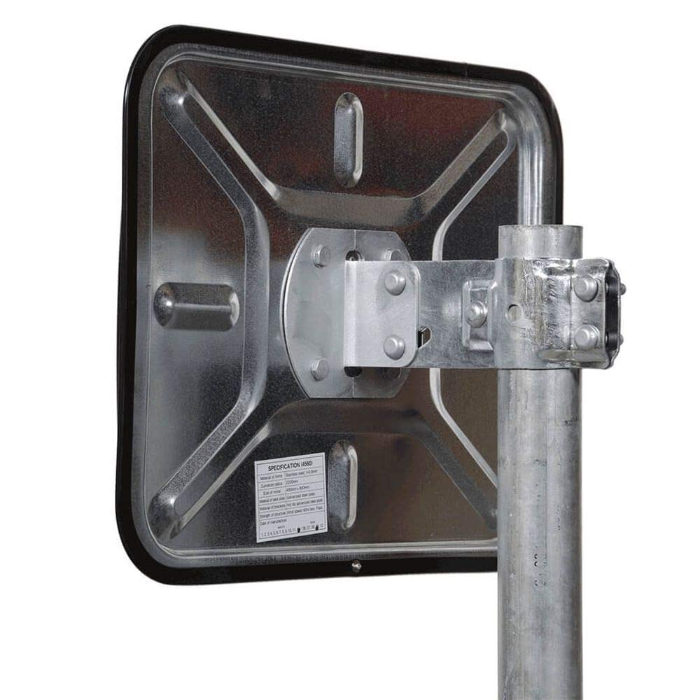 Edelstahl-Verkehrsspiegel mit Kunststoffrahmen, rot/weiß, rechteckig, 80 x 60 cm aus Stahl, Kunststoff, Art.-Nr. 41051 | Sicherheitsspiegel | Straßenspiegel