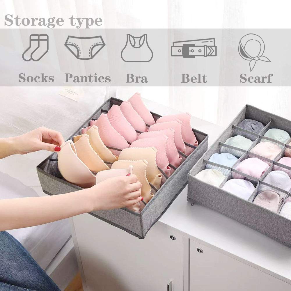 Tiroir En Tissu 2 Pièces Boîte De Rangement Pliable Pour Chaussettes Sous Vêtements Cravates