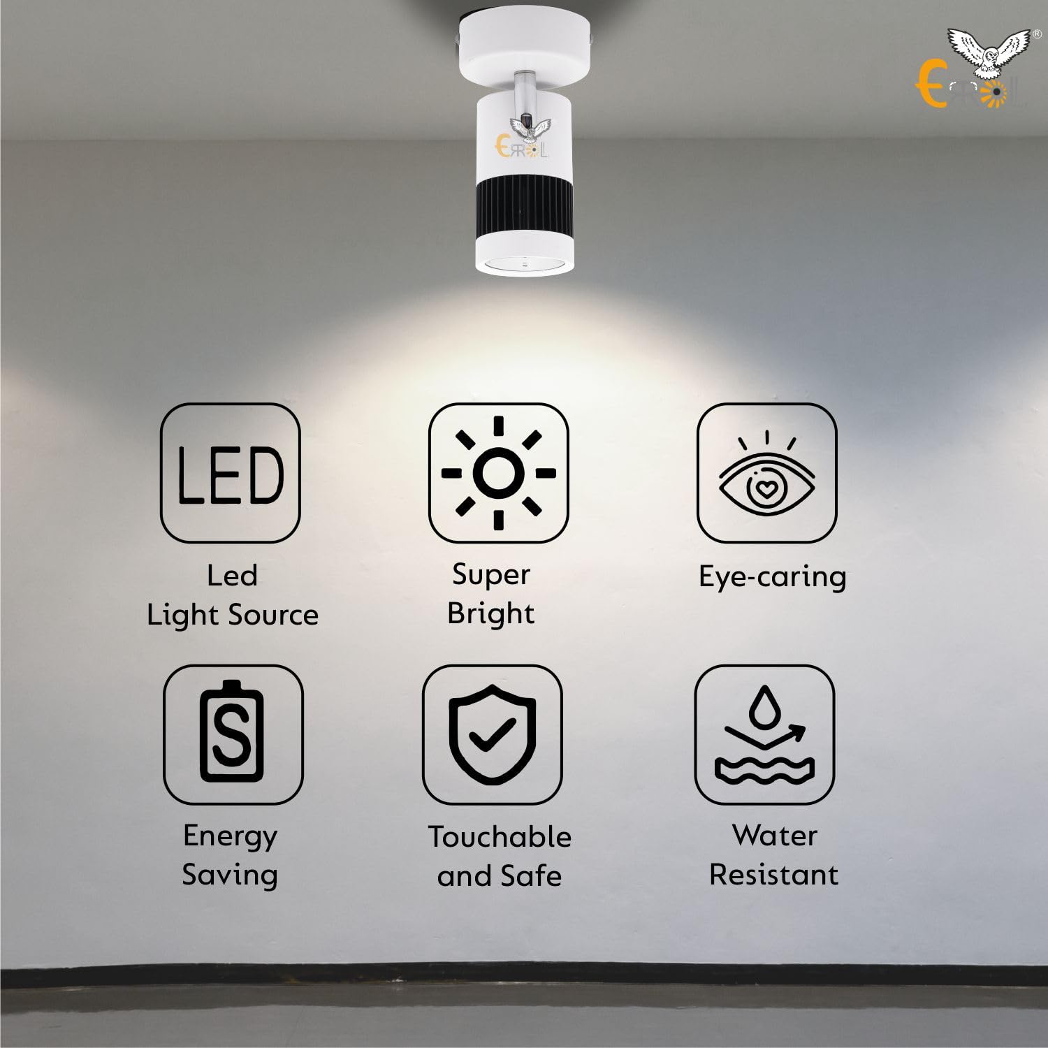 Errol White spot Lights 9 watt Aluminium Focus Light, Adjustable Head Focus Light for wall | spot Lights for Home Ceiling | spot Light (White) 3