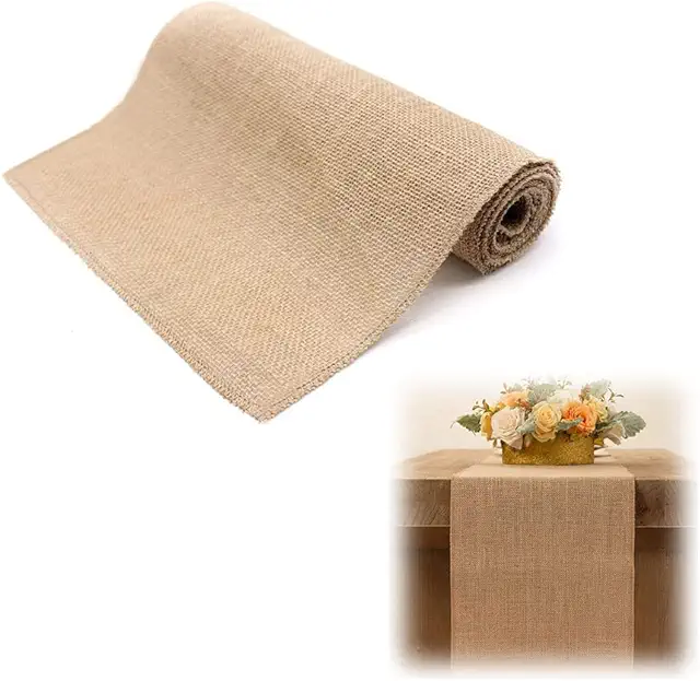 Chemin de Table en Toile de Jute Naturelle Vintage - 180x30 cm - Décoration Rustique
