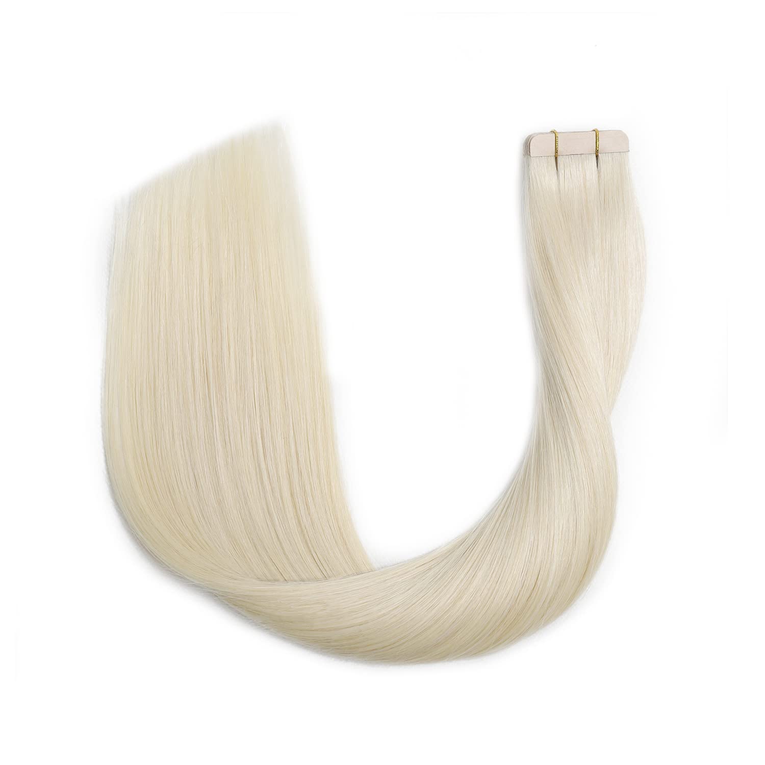 XDhair Tape in Hair Extensions 20inch Platinum Blonde 50g 20pcs Straight Invisible Tape in Real Human Hair Extensions for Fashion Women(#60 - Image 4