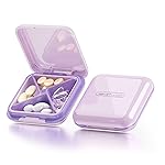 DUBSTAR Pill Case,Small Pill Box - Waterproof Portable Daily Small Pill Case for Purses Pocket Compact Travel Medicine Holder for Vitamins,Fish Oils,Supplements (4-Compartments, Purple)