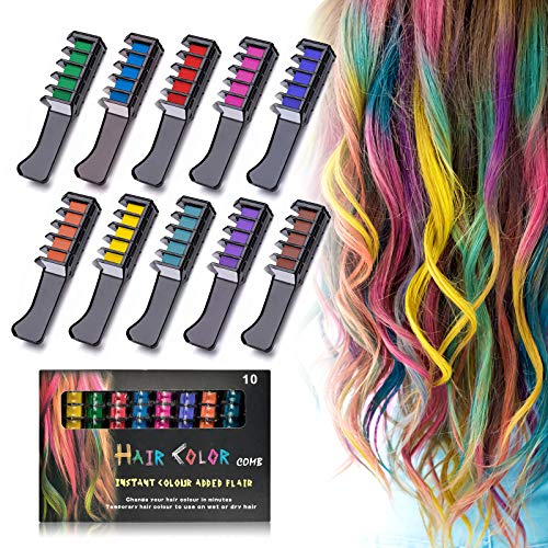 Hair Chalk Set for Girls, TALLSOCNE Temporary Washable Hair Dye for Kids Teens, Ideal Toys Gifts for Girl Aged 4 5 6 7 8 9 10+, Halloween Christmas Birthday Cosplay Party DIY, 10 Colors