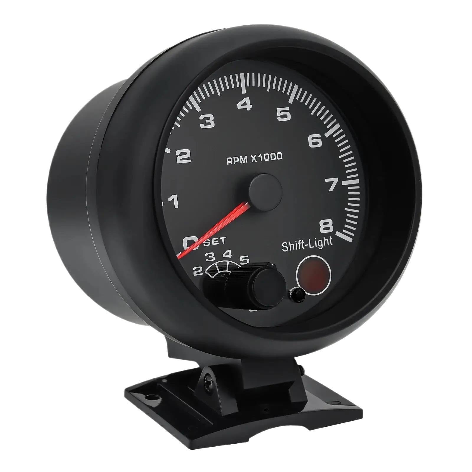 Medidor de tacómetro Negro Luz Azul Inter Shift 0-8000 RPM