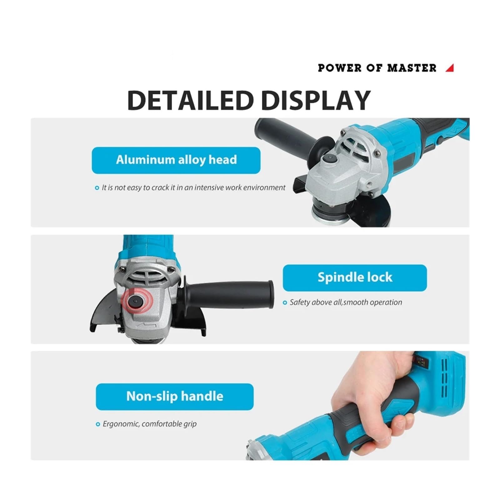 Smerigliatrice angolare a batteria senza spazzole 21V Utensile da taglio 9000 giri/min per legno metallico,Impiego pesante(AB161 Pro no battery)