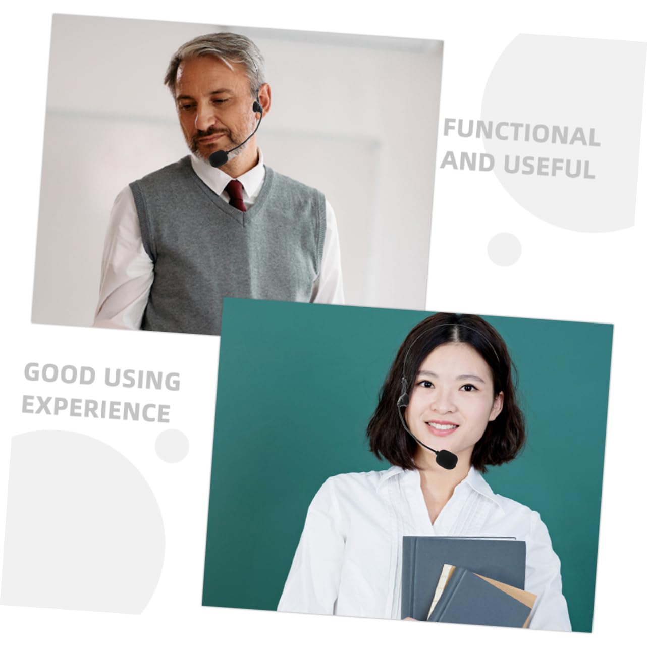 Generic 2pcs Headset Microphone Boom Comfortable Over-ear Design for Lectures Presentations and Voice Amplification