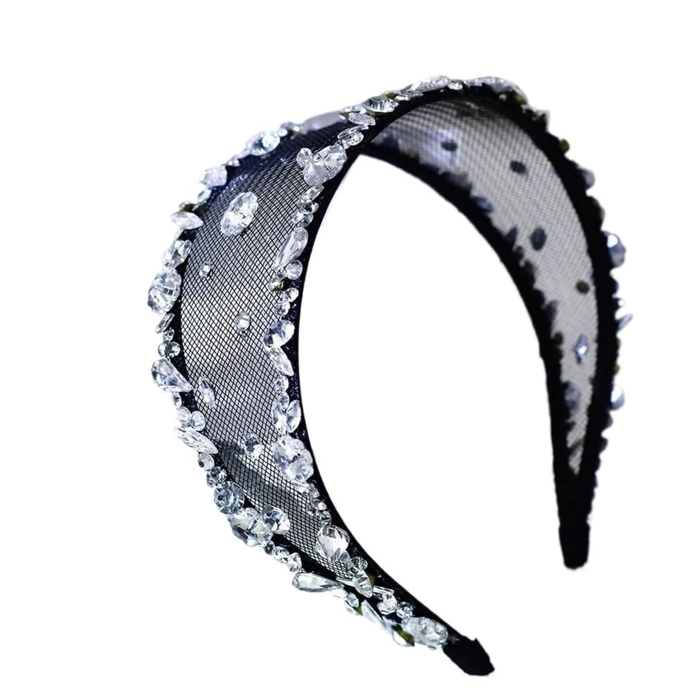 Fascia Decorativa per Capelli Femminile di Alto li Cerchietto for Capelli con Strass, a Tesa Larga, in Stile Barocco, for Feste di Nozze, for Donne GL45