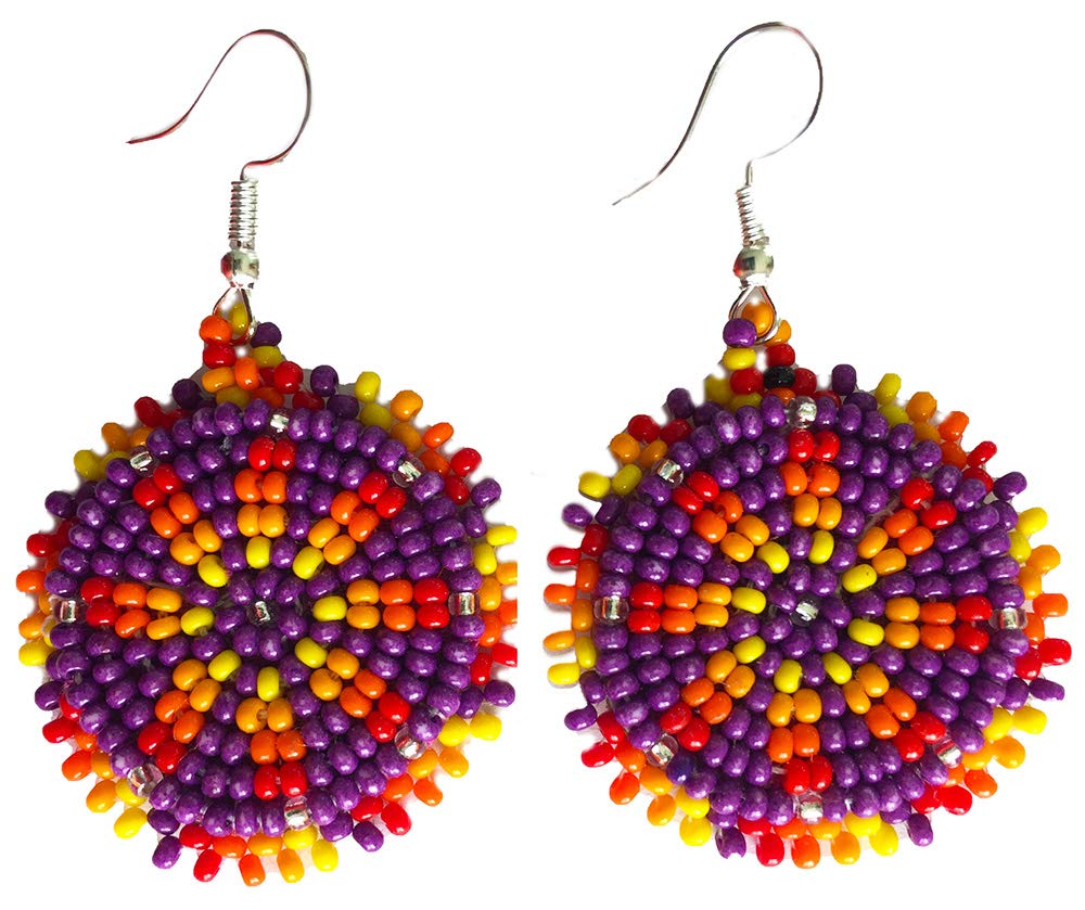 Handmade Cute Seed Beaded Earrings 1.2 Round