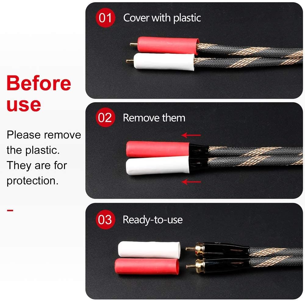 SKW Audiophiles RCA Cable 2RCA Male to 2RCA Male HiFi System Interconnect Cable with Diameter 7mm(1.64ft/0.5M,Black,Nylon) : Electronics