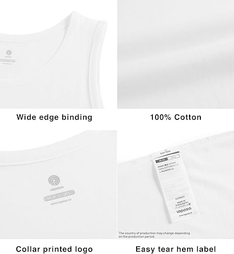 Miniatura 5 de LAPASA Camiseta sin mangas 100% algodón para hombre, ultra suave, sin mangas, cuello redondo, transpirable, camisetas básicas sólidas, chaleco de 4
