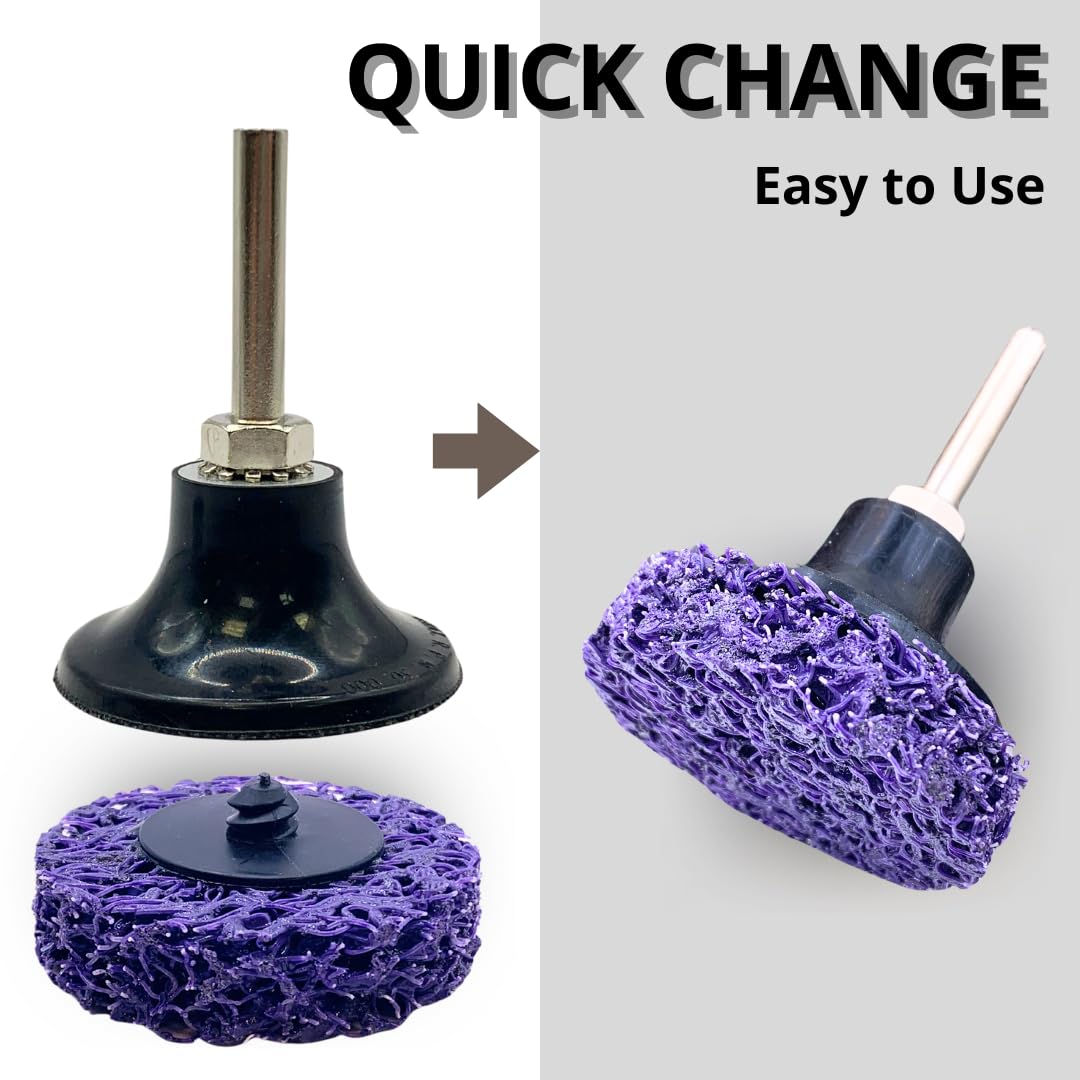 Paquete de 12 mini discos de 2 pulgadas de cambio rápido y limpieza, disco de fácil tira púrpura para amoladora, tratamiento de superficies, eliminación de pegamento de pintura oxidada, RPM 13,000**,