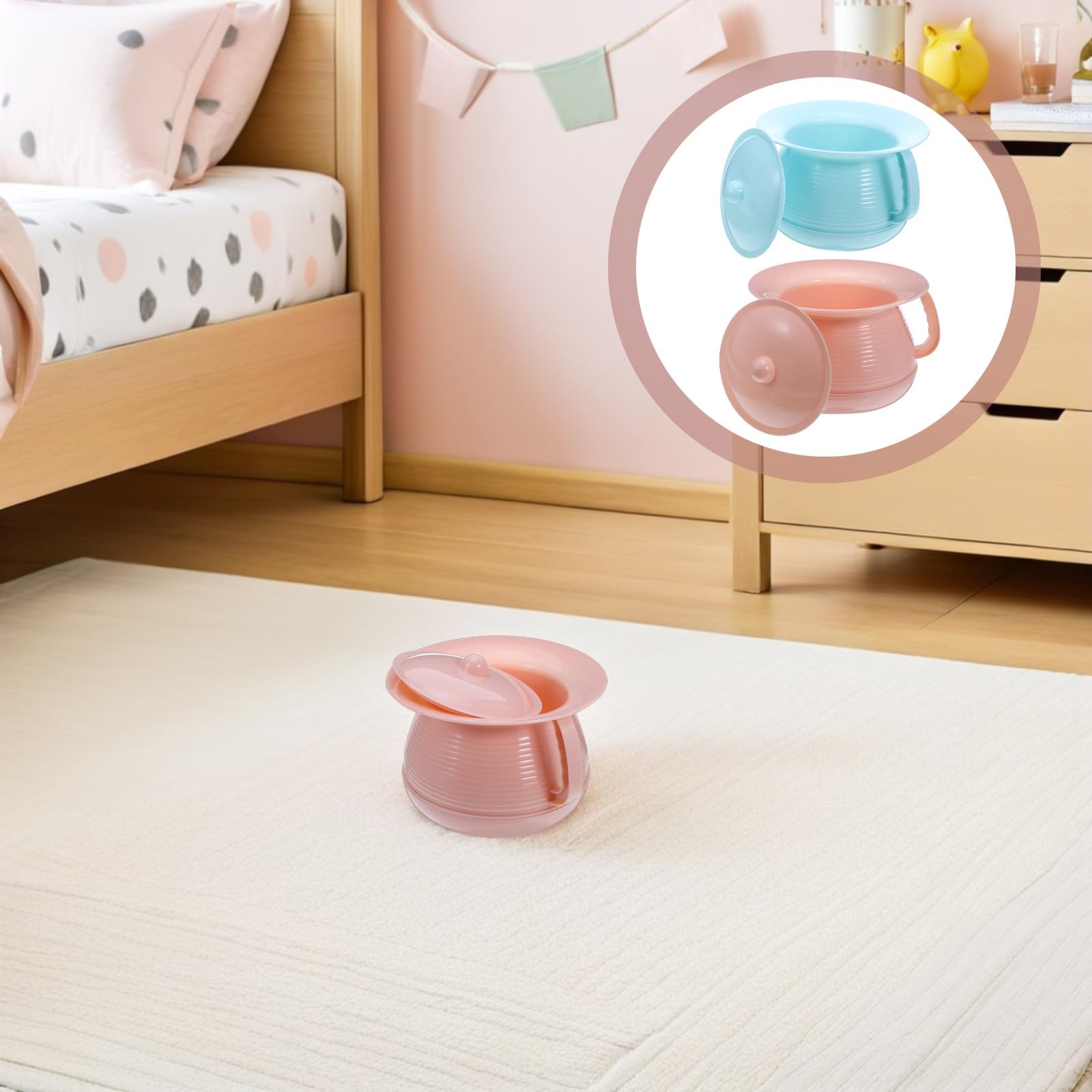 VICASKY Orinatoi Portatili per Anziani e Bambini 2 Pezzi con Coperchio Aderente, Vaso da Bagno Resistente in Plastica Rinforzata, Vasino di Emergenza Leggero per Uso Domestico e Mobilità