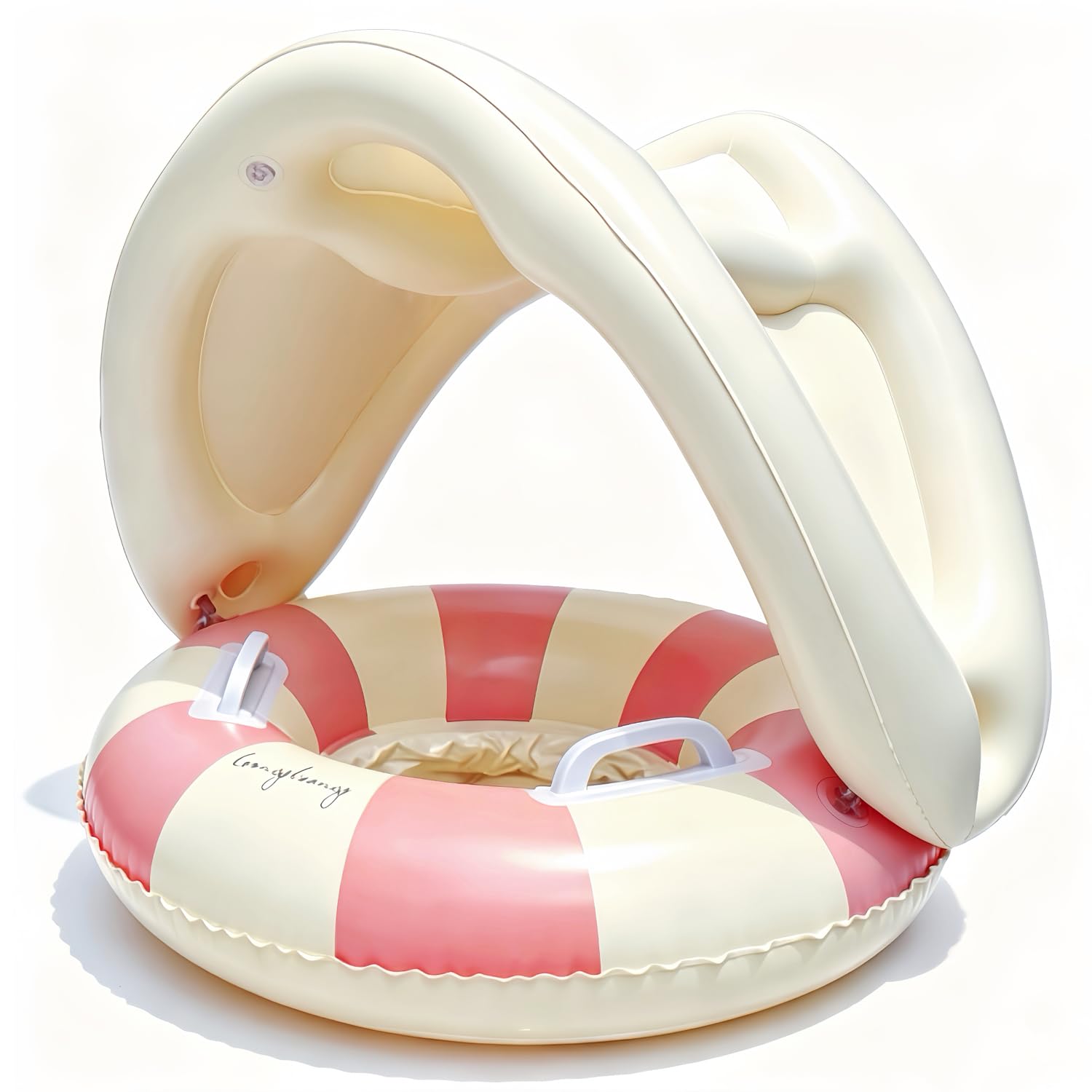 Baby Pool Float with Canopy, Baby Swimming Float with Seat & Handle, Inflatable Swimming Ring, Pool Toys for Toddlers Age 1-3, Portable Design for Outdoor and Indoor Use