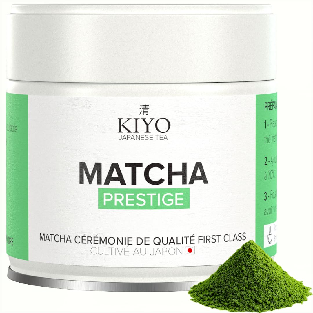 KIYO Matcha Cérémonie | Goût Puissant Sans Amertume | 100% Naturel & Pur | Grade Cérémonial de Kagoshima, Japon | Récolté à la Main | 30g