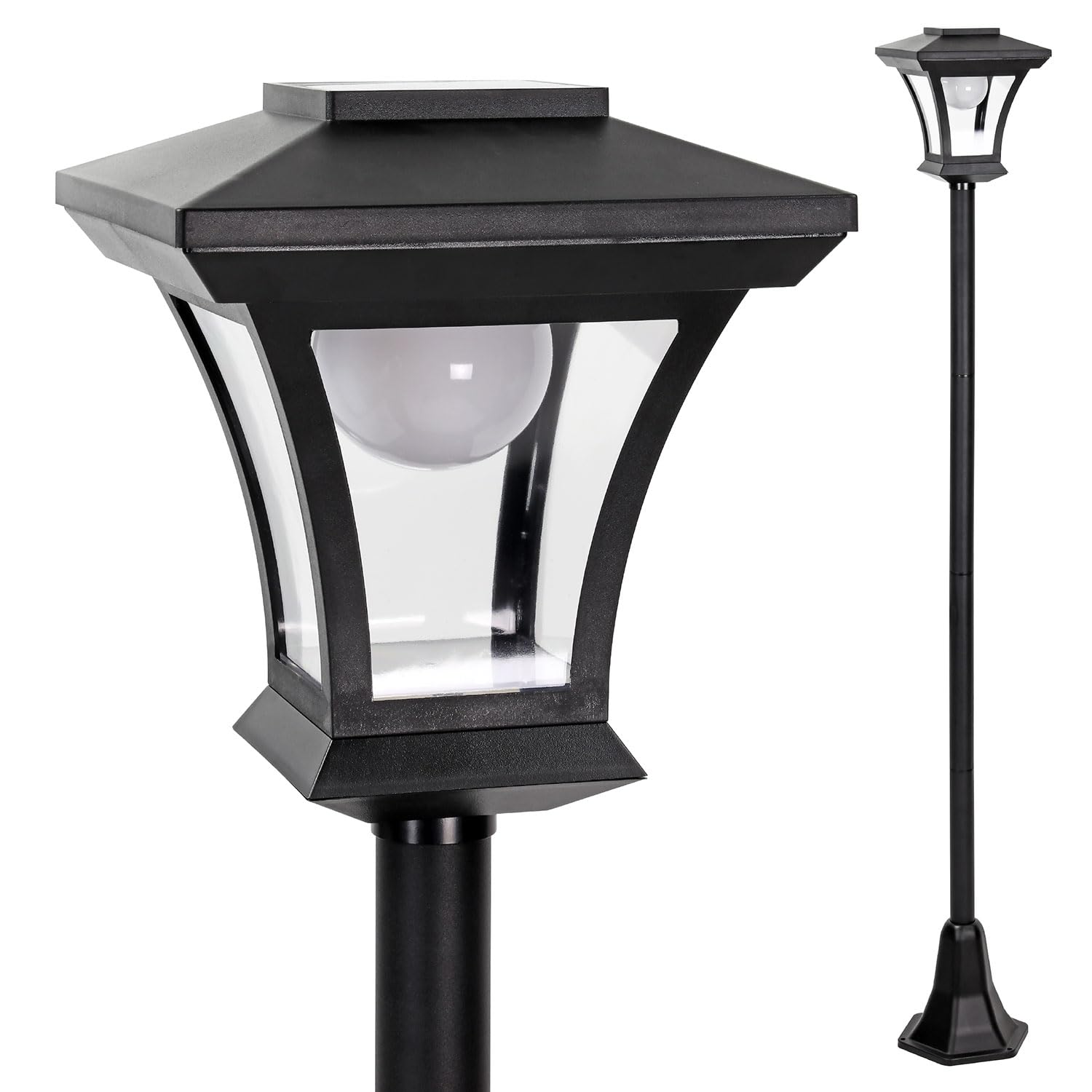Taylor & Brown 1.5m Tall Solar Powered Lamp Post Light - LED Garden Lantern for Outdoor Lighting, Decorative Patio Lights for Pathway, Walkway, Driveway or Yard
