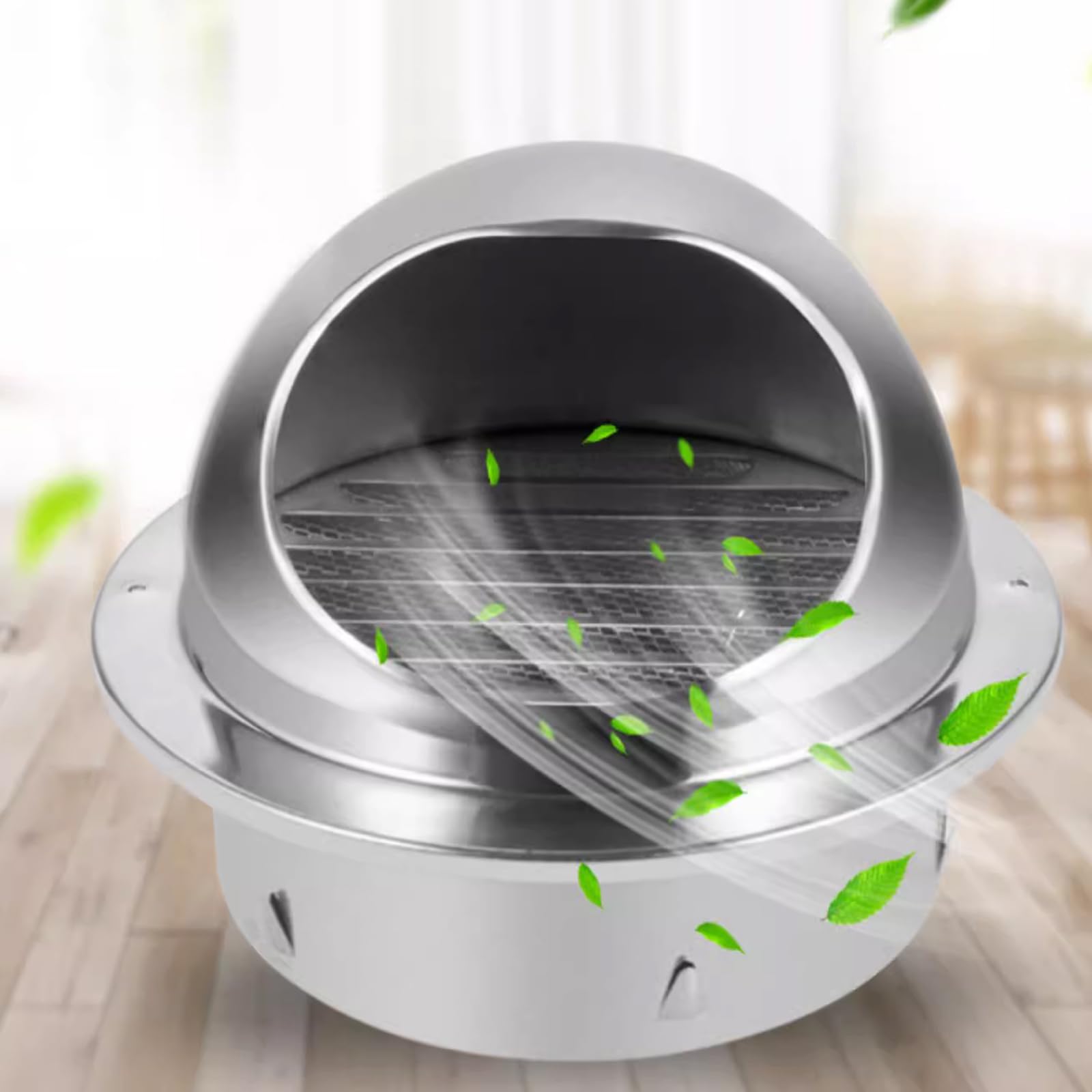 OYSKGNCMW Round Stainless Steel Ventilation Grill,Range Hood Exhaust Pipe Chimney Cowl Cap,Grille with Louvres,for Exterior Wall Ventilation Exhaust Vent Outdoor Windshield (100mm/3.9in)