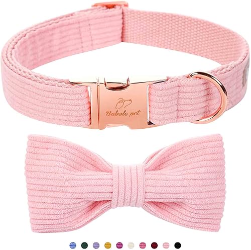 Miniatura 49 de Lindo collar de perro de fresa con corbatín – Collar ajustable de primavera y verano rosa con corbatín rosa, transpirable y cómodo, para perros