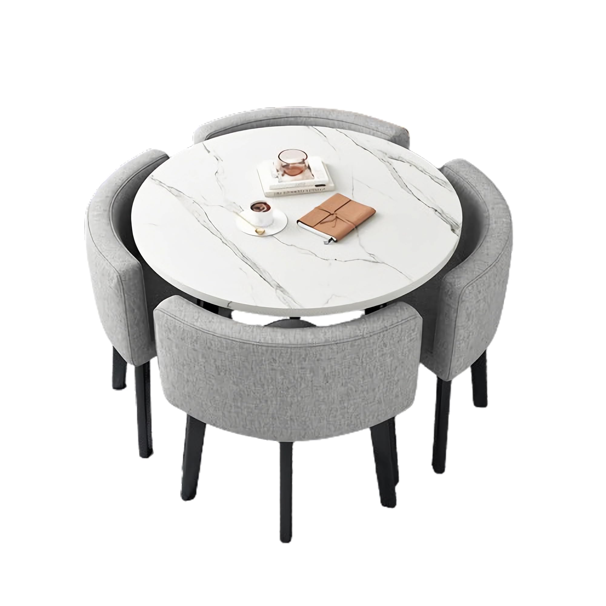 Office Reception Room Club Table and Chair Set, Reception Table and Chair Combination, Negotiation Table Sales Office Shops Meetings Small Round Tables (Gray,Cloth)