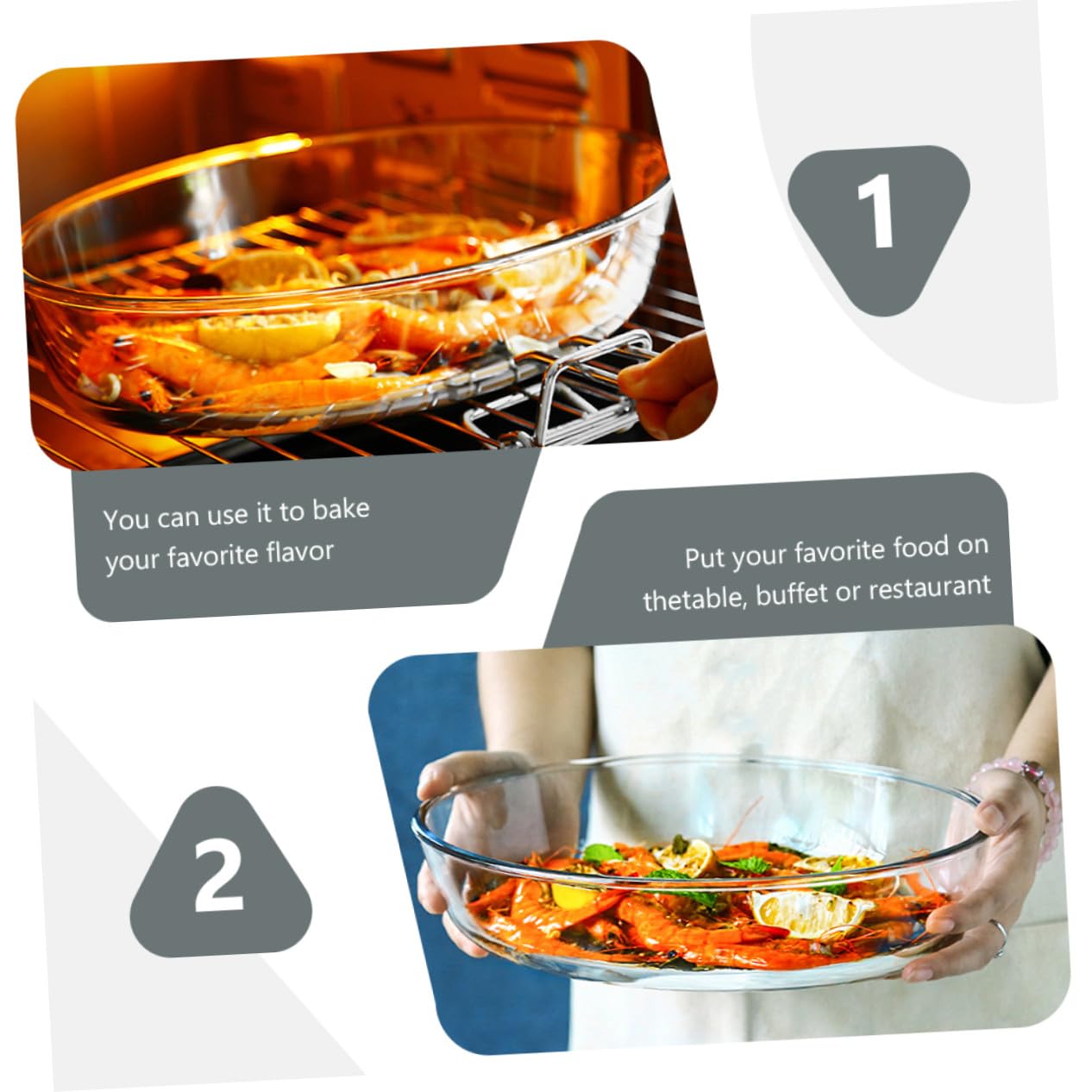 Hohopeti Ovales Glas backblech Hitzebeständig Mikrowellengeeignet Spülmaschinenfest Küchenhelfer für Auflauf Salat Obst Transparent und Glatt