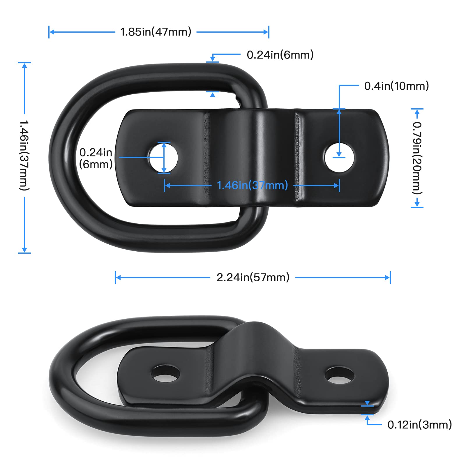 EXCELFU 12 Pack DRing Tie Downs, 1/4" DRings Anchor Lashing Ring for