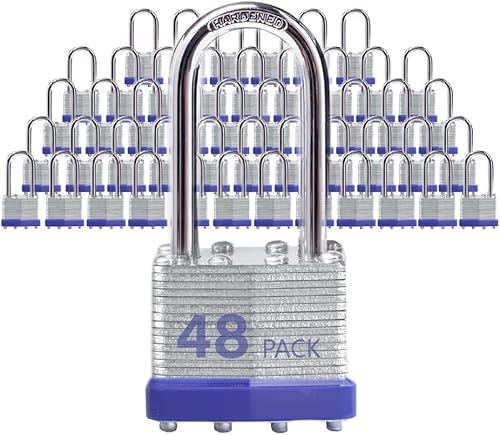 Miniatura 12 de Candados para Exteriores Lock, Cerradura de Llave, Candados con la Misma Llave - Candados con Llave de Acero Laminado con Grillete Largo, Paquete de