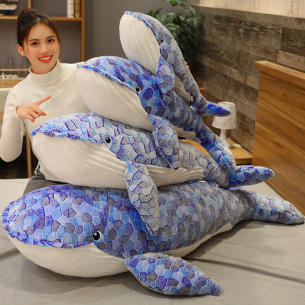 OUKEYI Humpback Whale Kids Plush Toy Pillow,Large Blue Whale Stuffed Animals Toy Sea Life Plushie Plushie Fish Gifts (70cm/27.6in) - Image 4