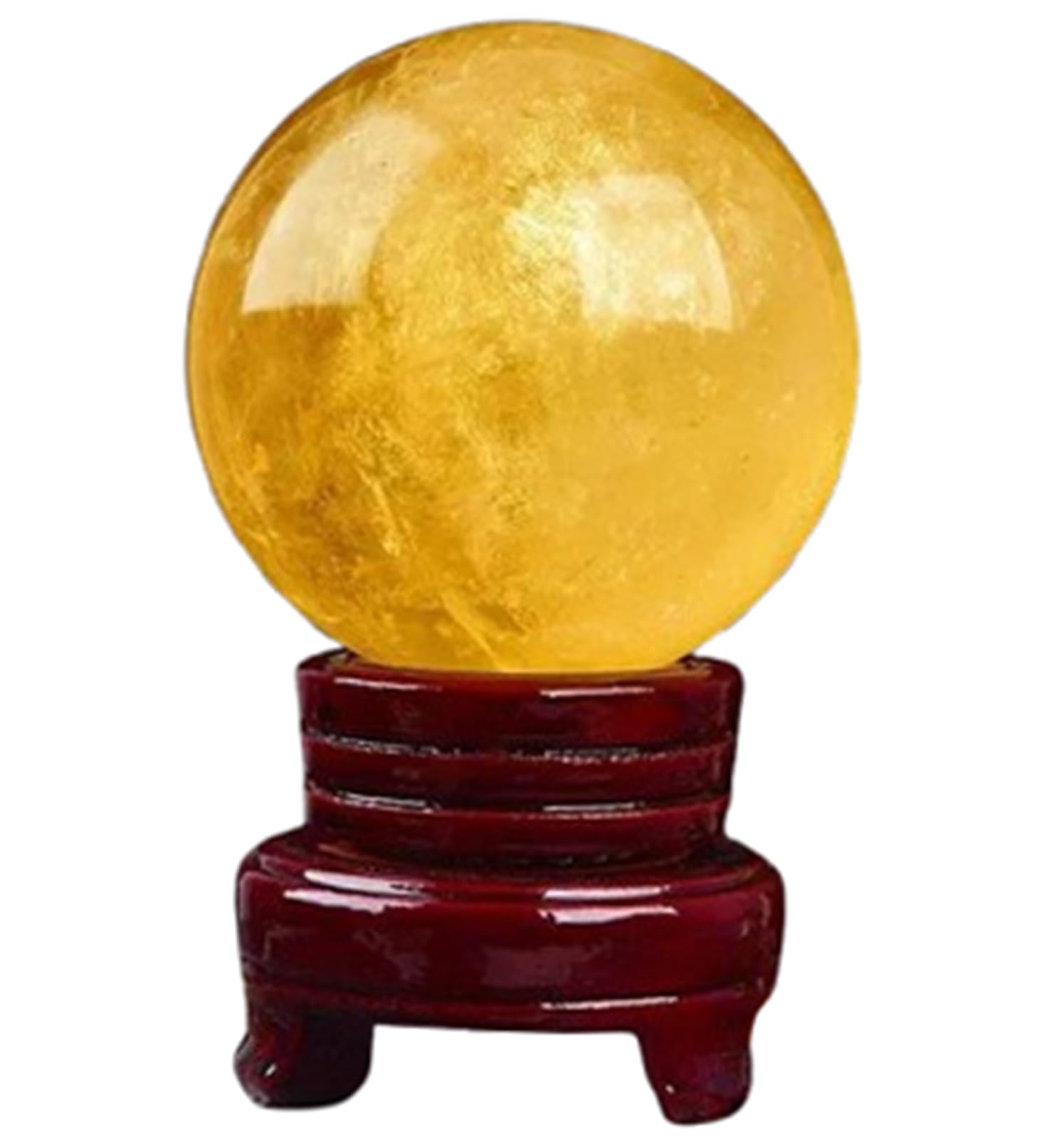 FOPURE Citrine Crystal Ball Yellow Quartz Gemstone Sphere Divination with Stand Feng Shui Aura Home Desk Decor Decorative Gifts,6.7 "(17cm)