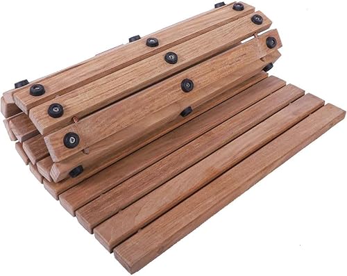 Miniatura 3 de Nordic Style Teak Alfombra de ducha y baño, uso en interiores y exteriores, plataforma de madera antideslizante para sauna, piscina, decoración de