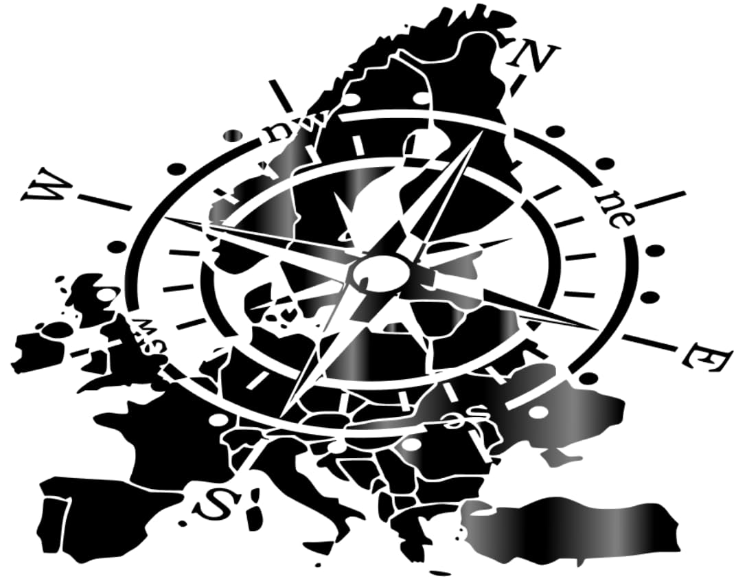 Compass Sticker for Outdoor and Indoor (RPt 53) (9 cm, Black Grey 3/1)