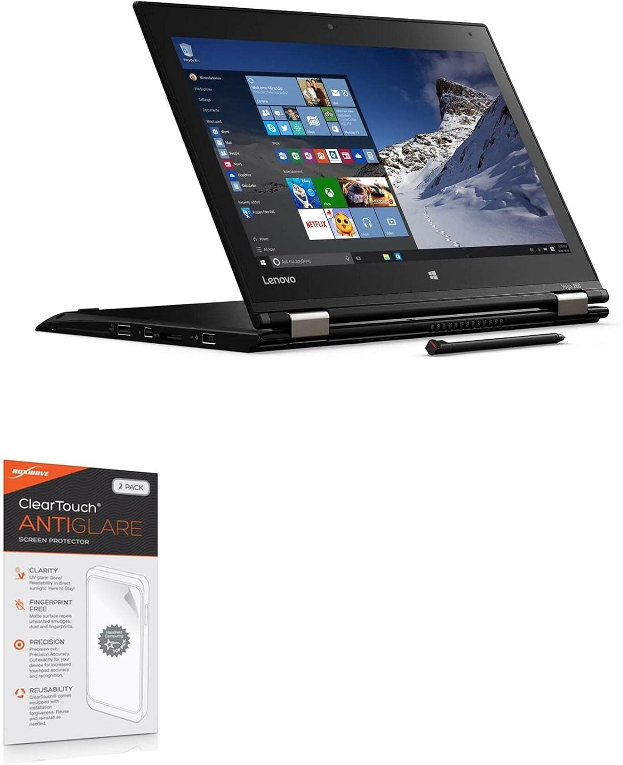 BoxWave Screen Protector Compatible with Lenovo ThinkPad Yoga 260 - ClearTouch Anti-Glare (2-Pack), Anti-Fingerprint Matte Film Skin