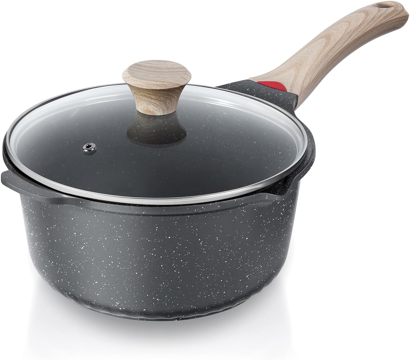 Ceramic Nonstick 4 QT Saucepan with Lid, Cast Aluminum Stockpot with Stay-cool Handle,Compatible with All Cooktops,Dishwasher Safe