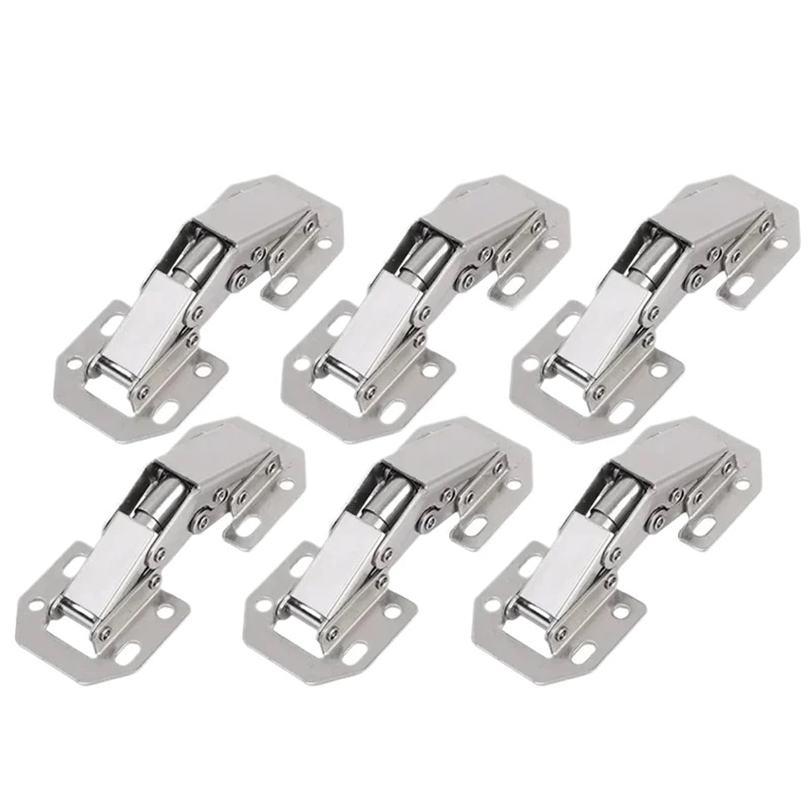 Kdhcvkz 6Pcs 2/4/6/8Pcs Stainless Steel Cabinet Hinges 90 Degree No-Drilling Hole(6Pcs)