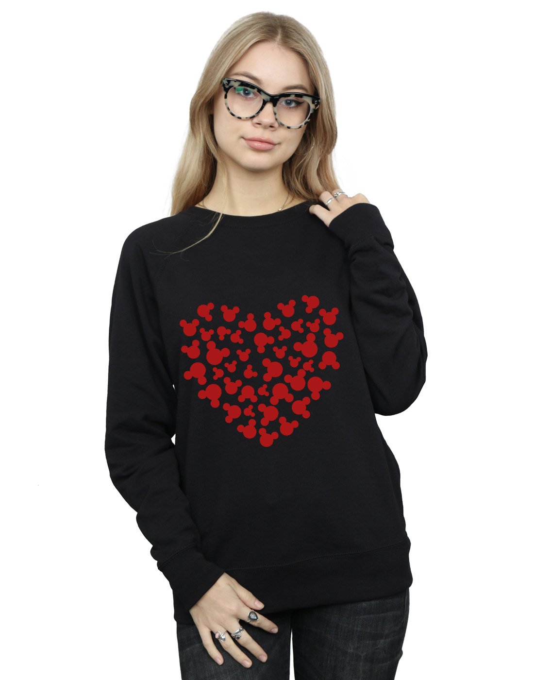 Disney Women's Mickey Mouse Heart Silhouette Sweatshirt Black Medium