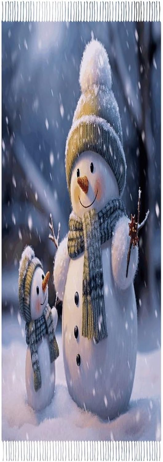 Winter Snowman Scarf for Women Men Soft Warm Fashion Blanket Scarves Classic Cashmere Feel Scarf Long Shawl Large Scarves Cold Weather Thick Blanket Scarfs