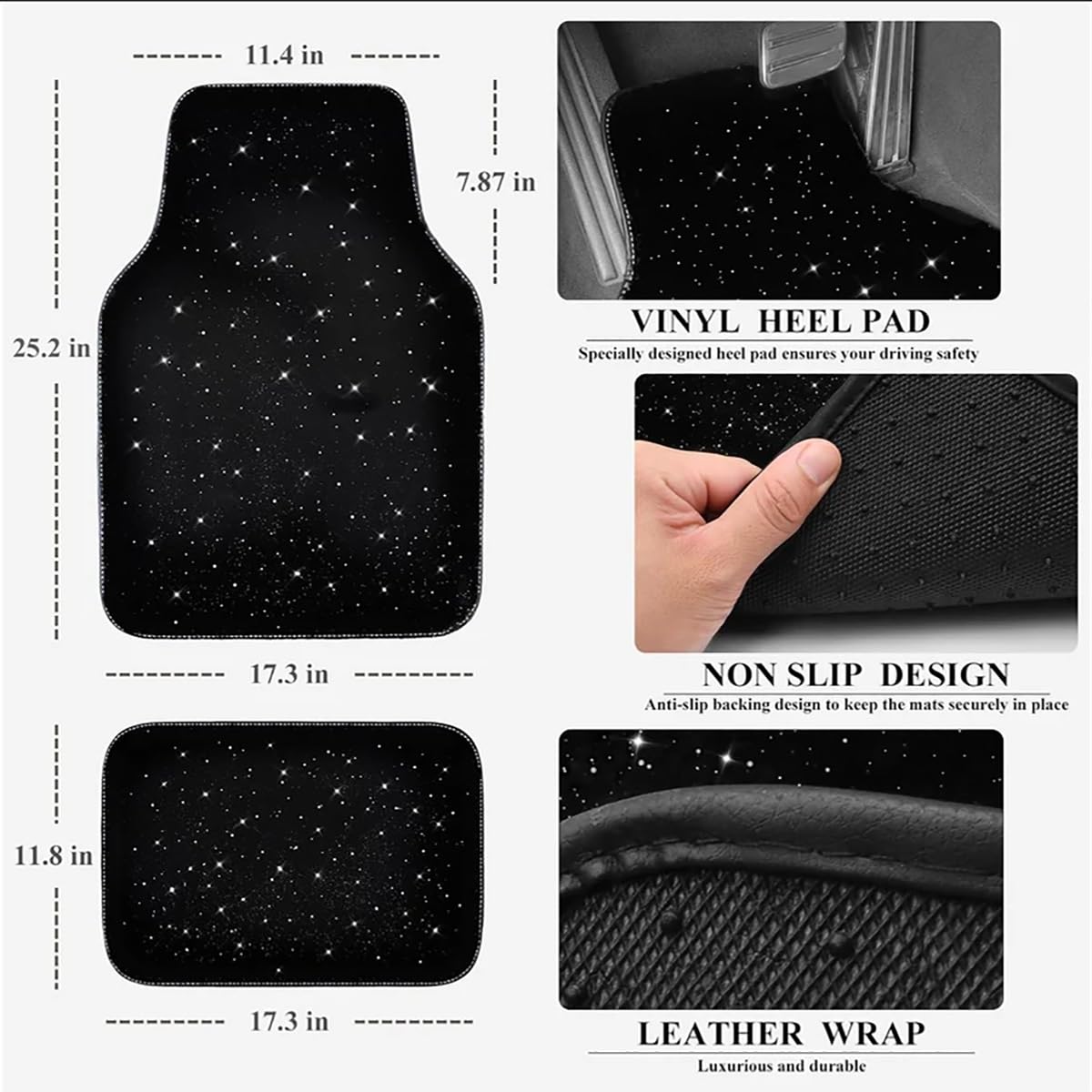 Dywaniki Samochodowe Comfort Starlight, Dywaniki Podłogowe Starlight, Uniwersalna Podłoga Samochodowa, Pełny Zestaw Błyszczących, Gwiaździstych Niebem, Antypoślizgowych Dywaników Samochodowych(DC)