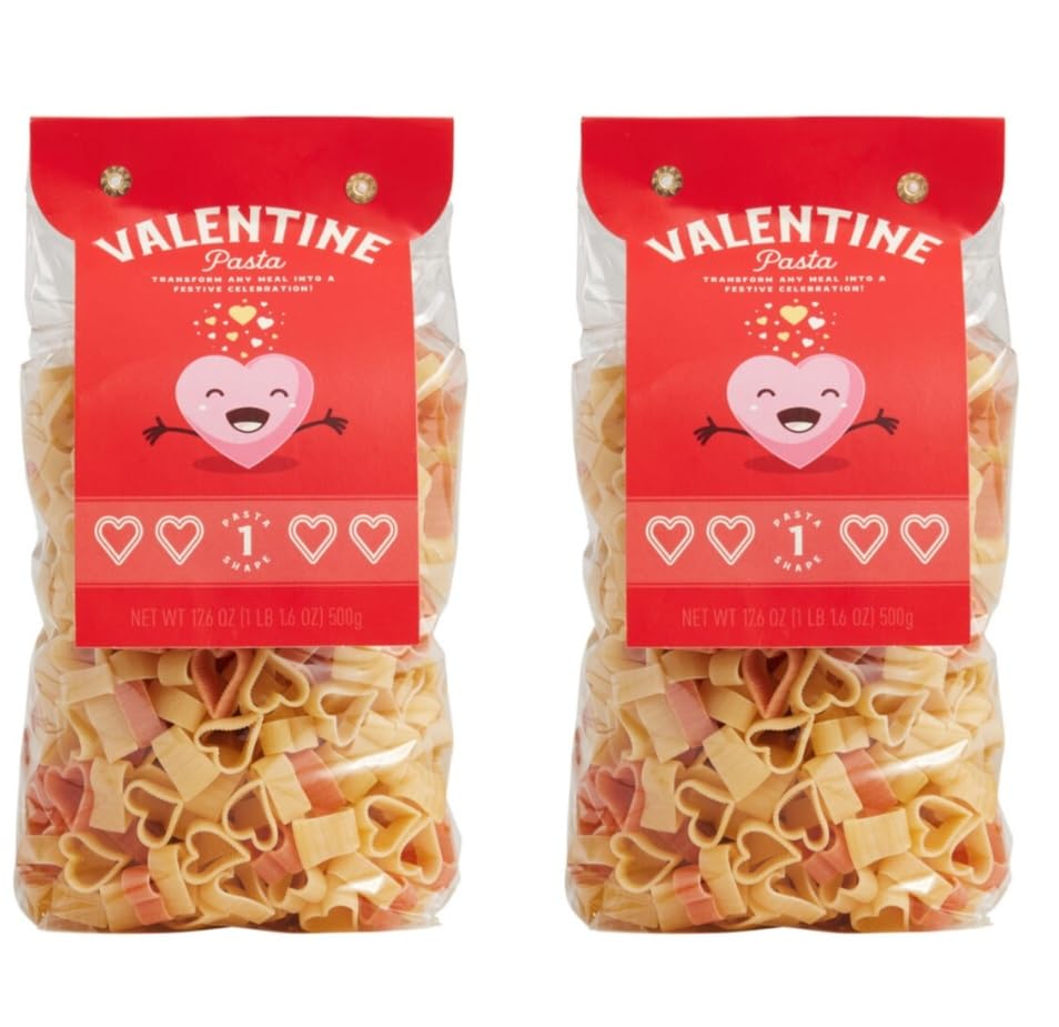 Love Pasta Heart Shaped Noodles for Valentines, Anniversary, Weddings, Mother's Day or just because I love You 2 Pounds, 2 Pack