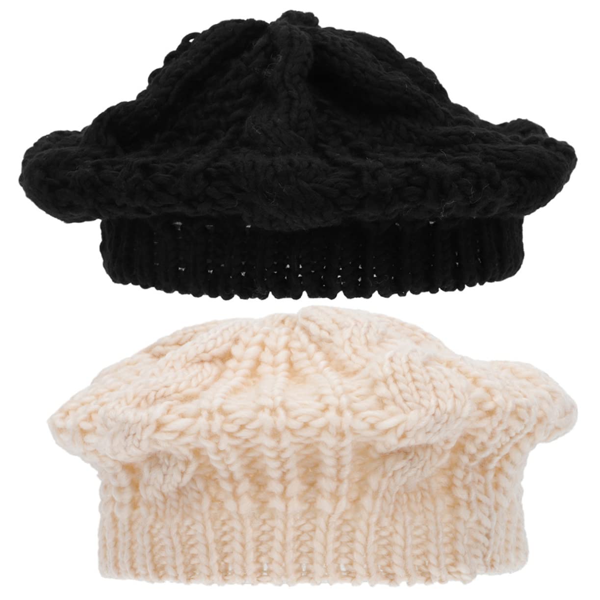 VANZACK 2pcs Women French Style Knitted Beret Hats Breathable Outdoor Sun Hat for Festival Vacation Travel