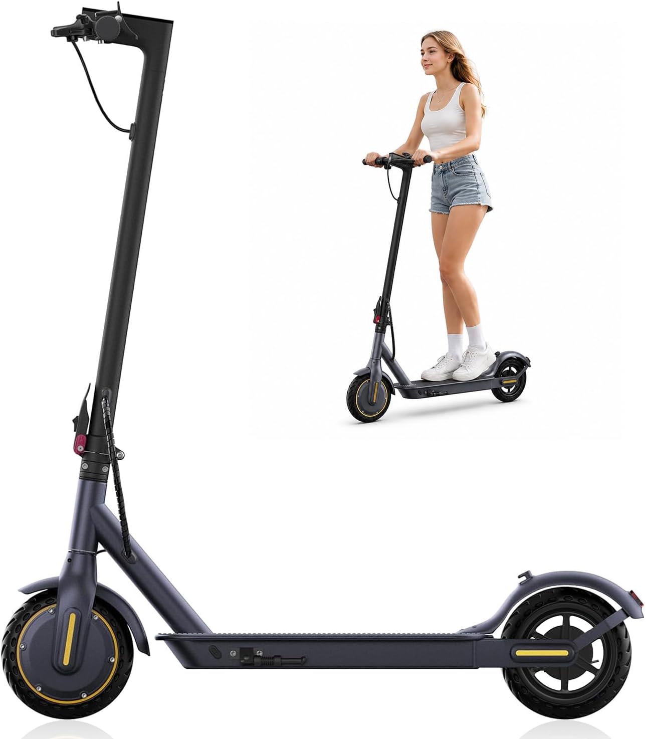 NAVIC Electric Scooter with Dual Suspension, 8.5”/10" Tires, 350W/500W Motor, 19/22 Mph, Max 22/25/27/49Miles Range, Foldable E Scooter for Adults with Braking, App Control
