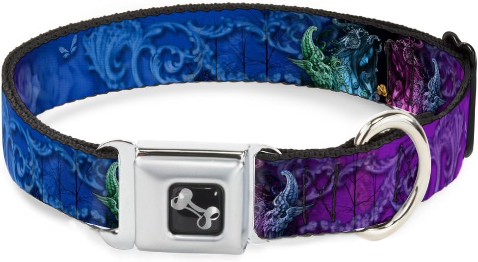Dog Collar Seatbelt Buckle Tattoo Johnny Bollt Cthulu 15 to 26 Inches 1.0 Inch Wide