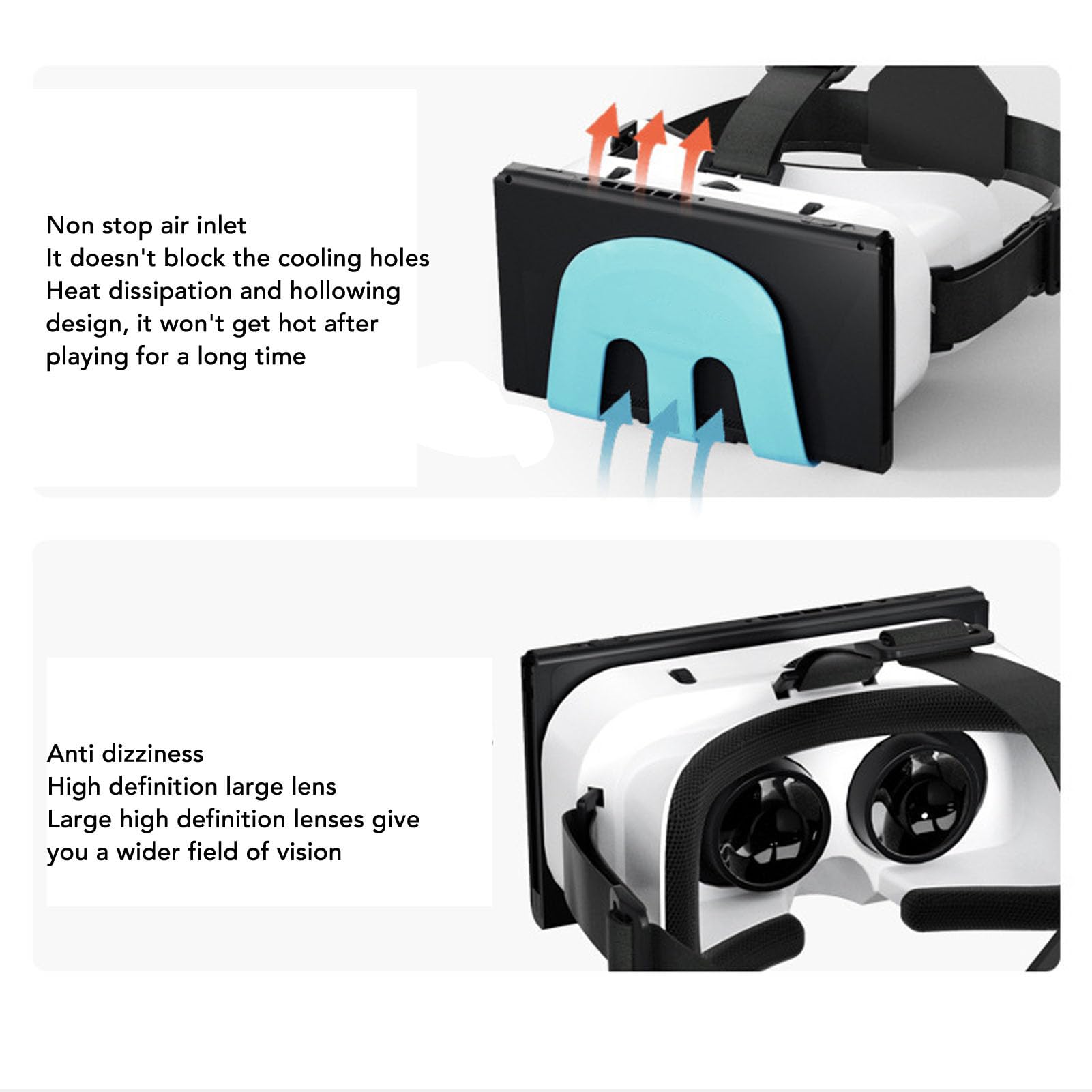 Cuffie VR Comode, Occhiali 3D Realtà Virtuale con Lenti HD, Traspiranti e Regolabili per Giocatori